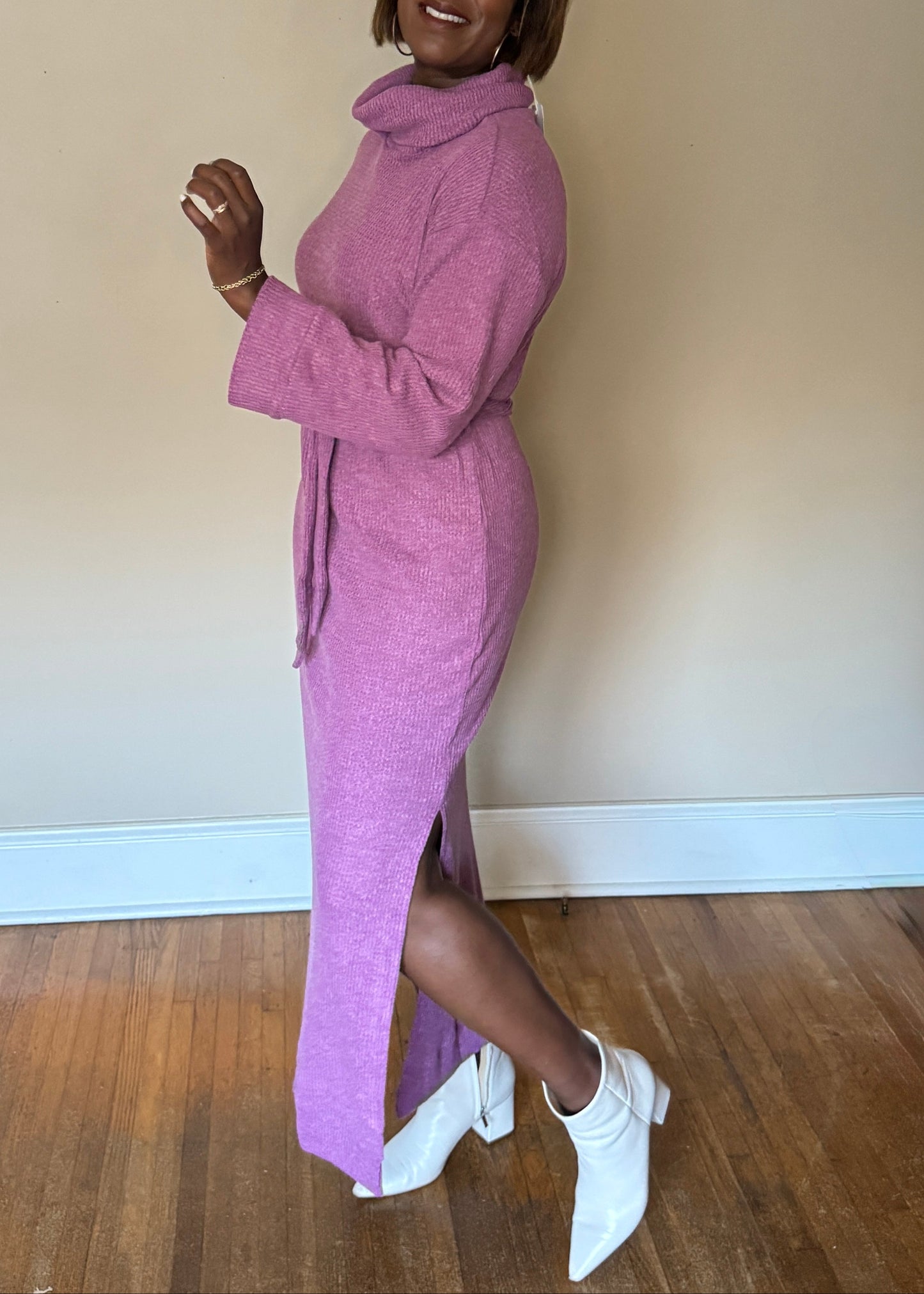 Brushed Thermal Cowl Maxi Dress – The Lisette