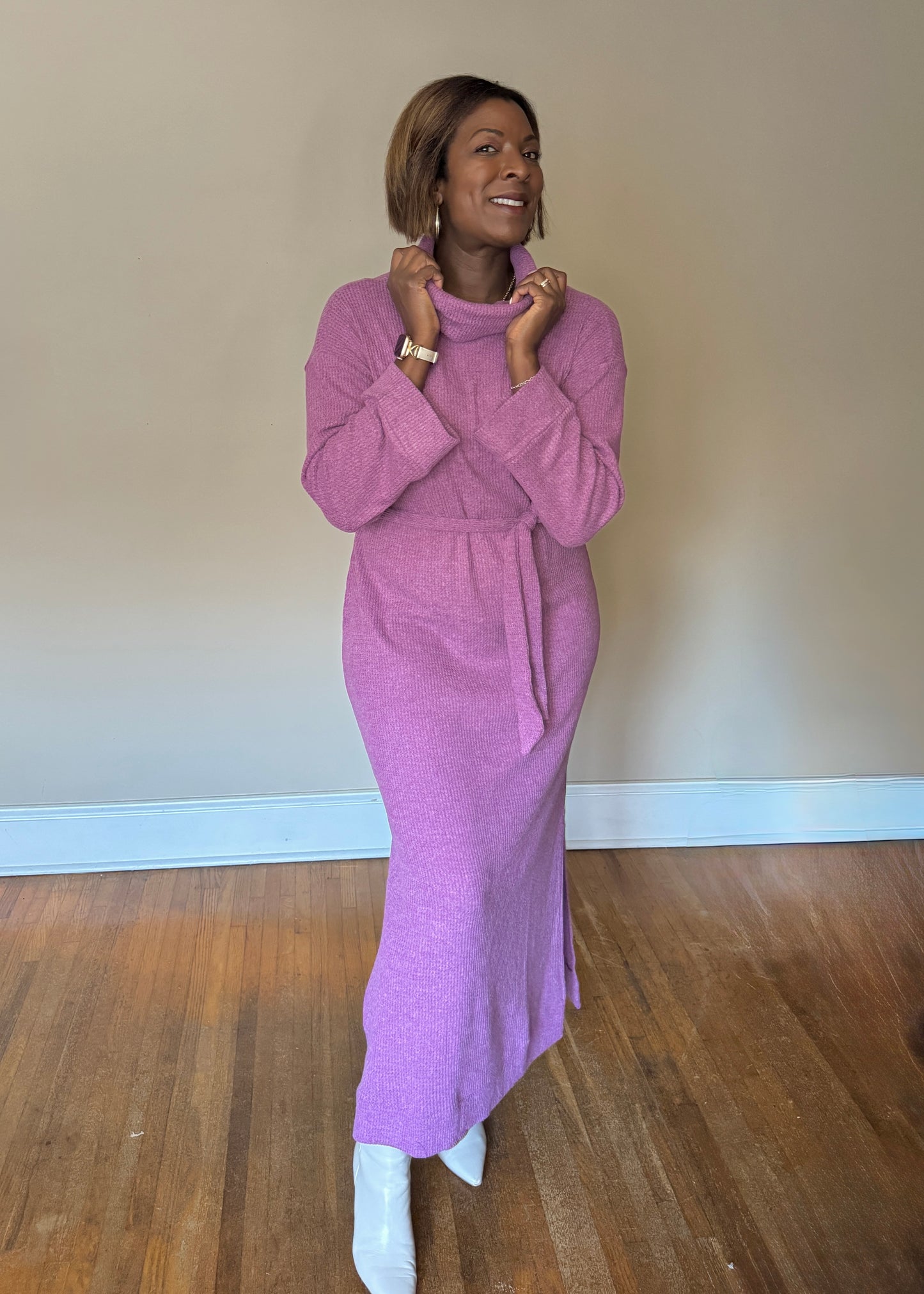 Brushed Thermal Cowl Maxi Dress – The Lisette