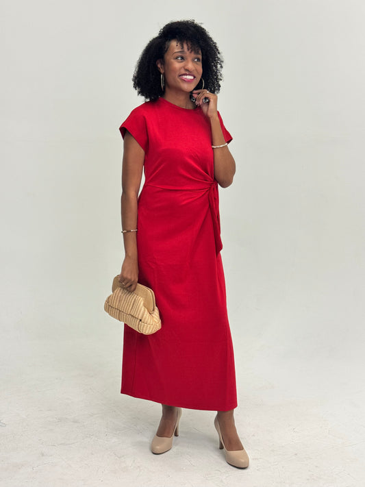 Red Side Tie Dress