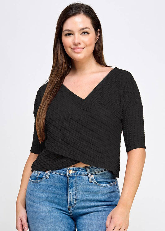 Plus Size Surplice Dolman Sweater Knit Top – Nadia Top