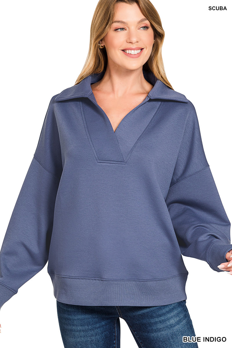 Collared Wide-Leg Pullover & Pant Set – Cozique Soho Set