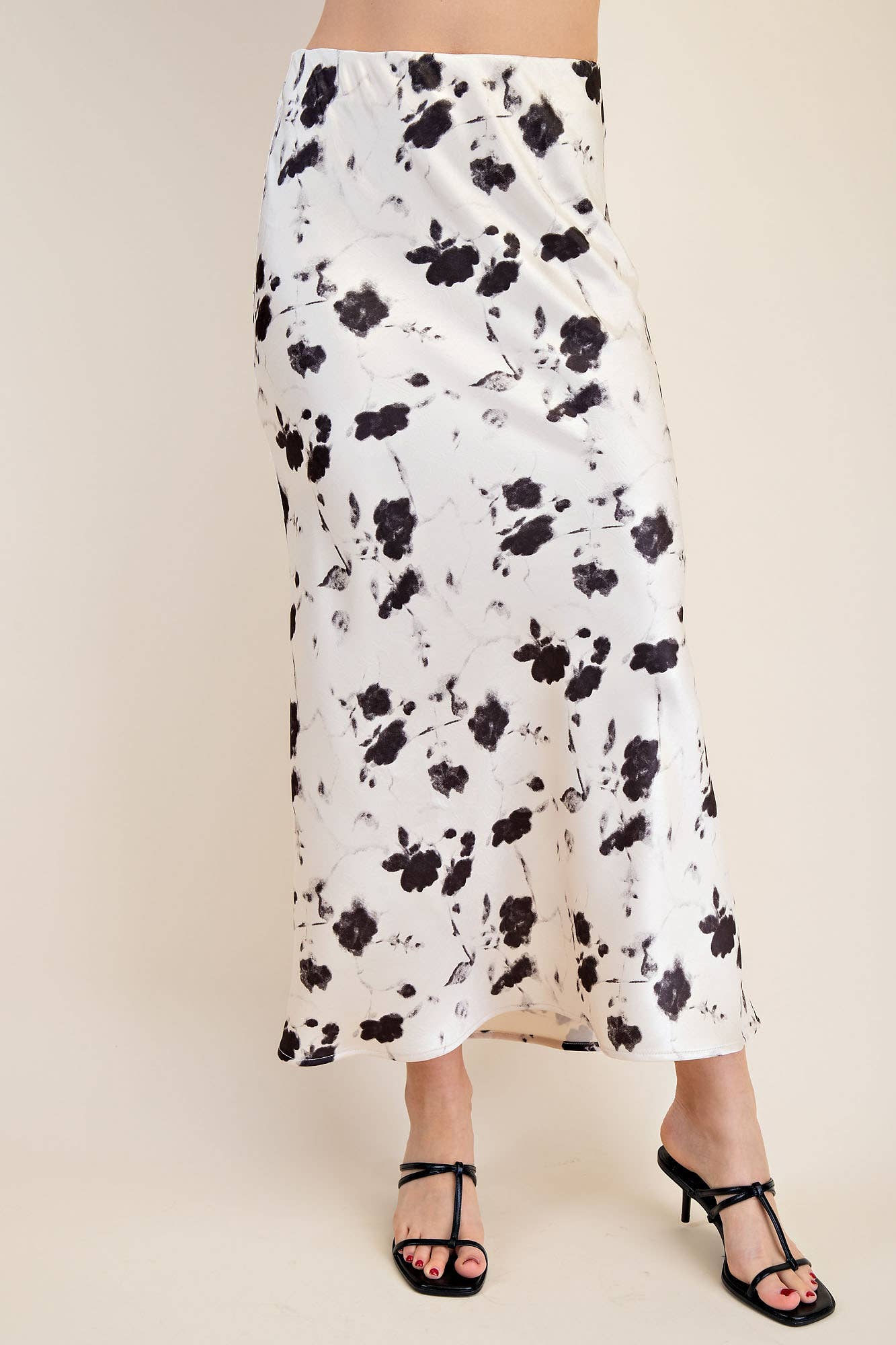 Floral Satin Bias Midi Skirt – Dina