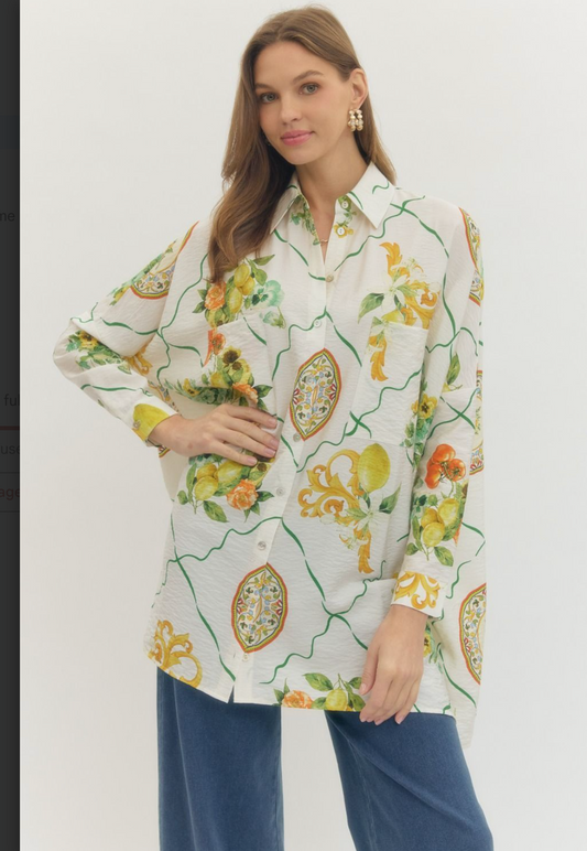 Long Sleeve Print Blouse