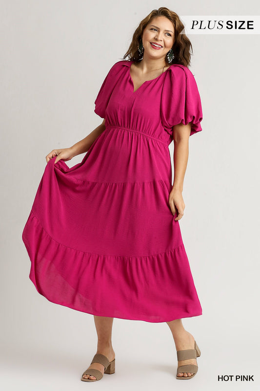 PLUS - Blair Asymmetrical Tiered Midi Dress