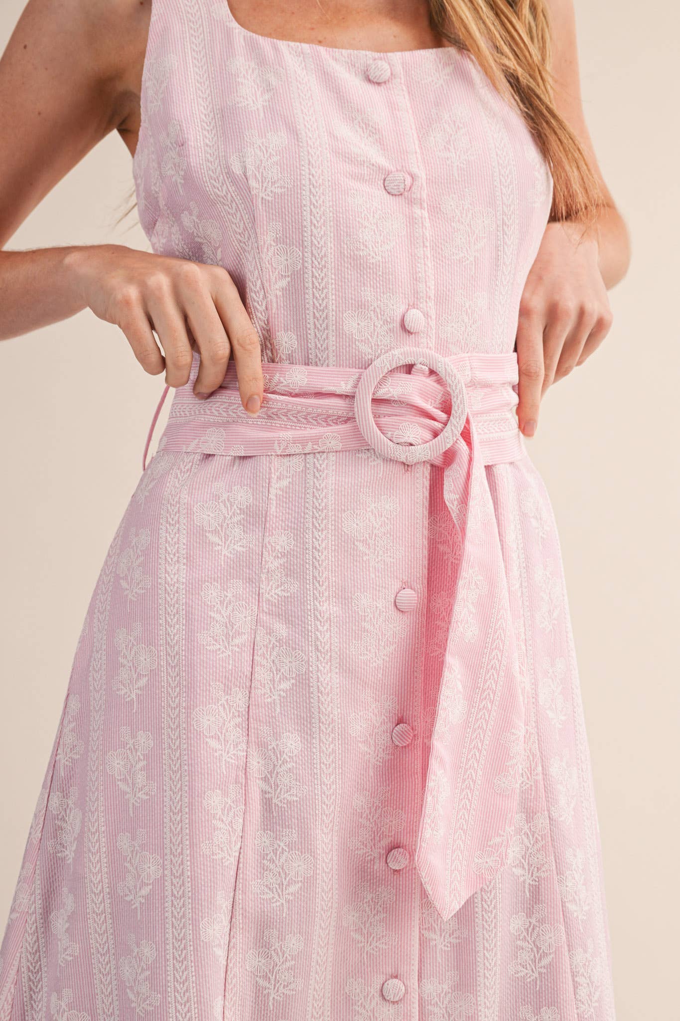 Floral Belted Mid Dress