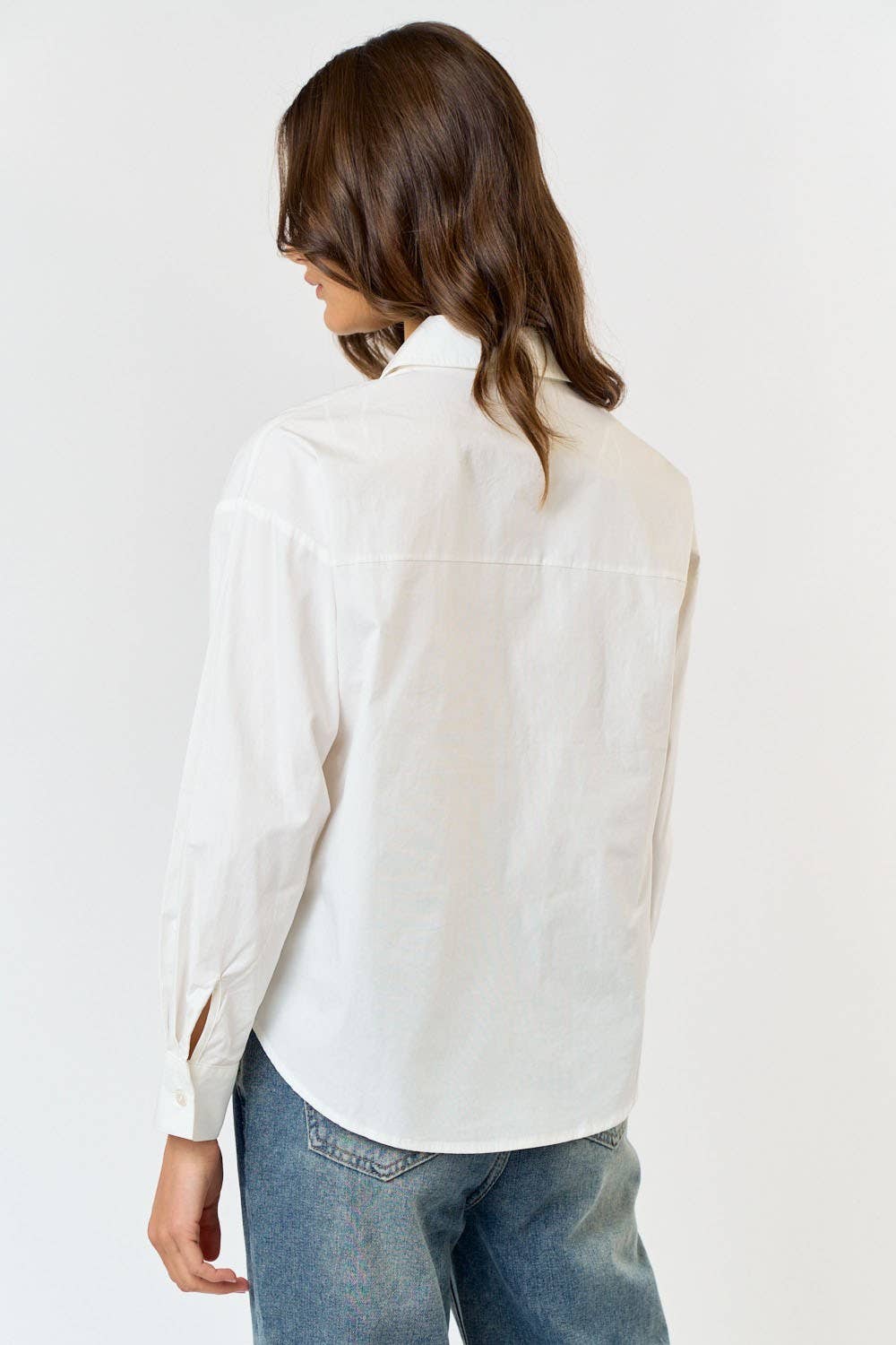 Celeste Jewled Bow Detail Button Down Shirt Top