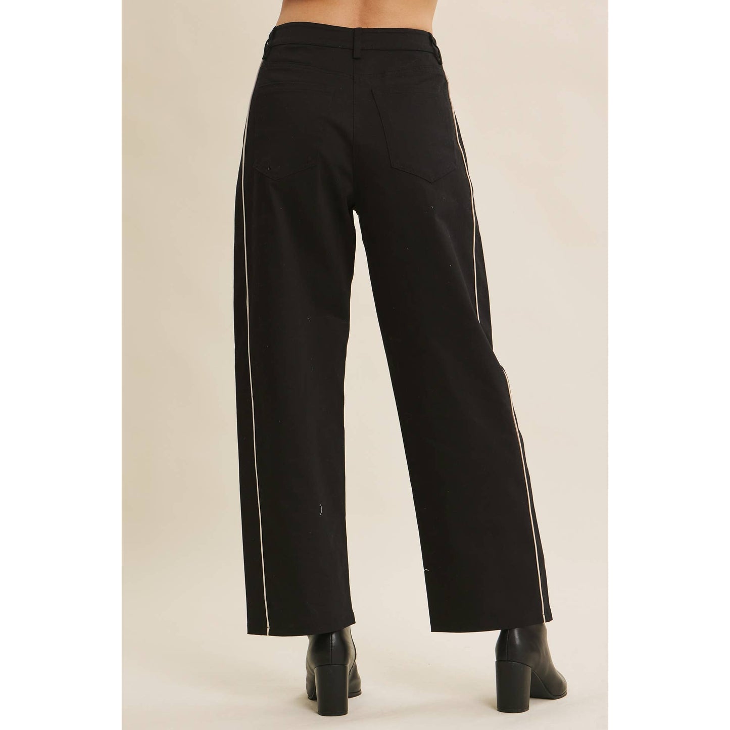 Contrast Piped Barrel-Leg Pants – Talia | Modern Women’s Work Pants | Eclecting Boutique