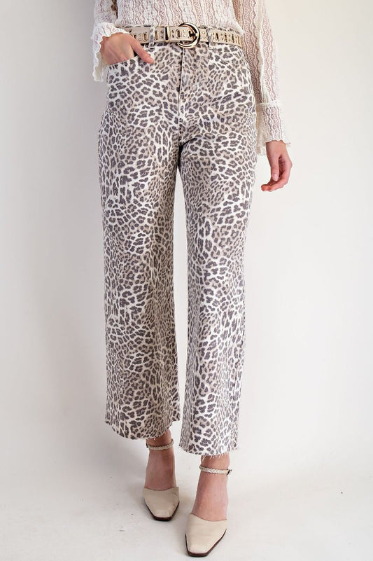 Wide Leg Animal Print Twill Pants – Elia