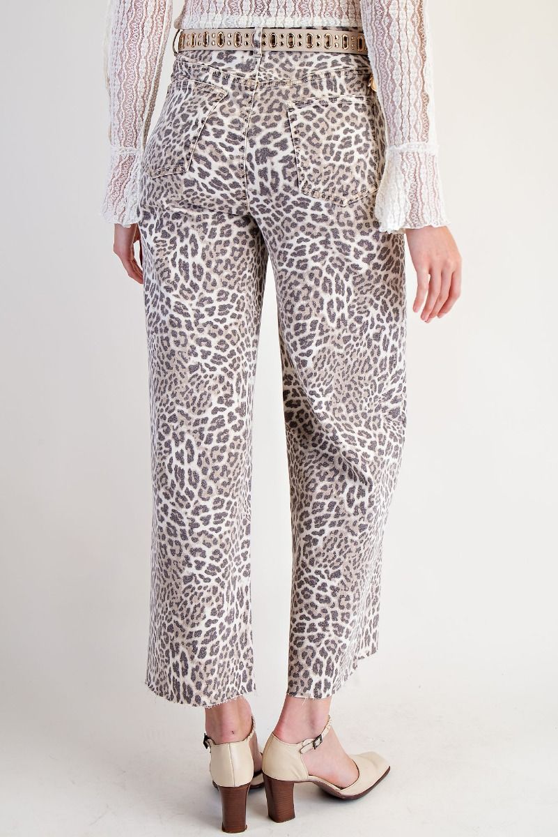 Wide Leg Animal Print Twill Pants – Elia
