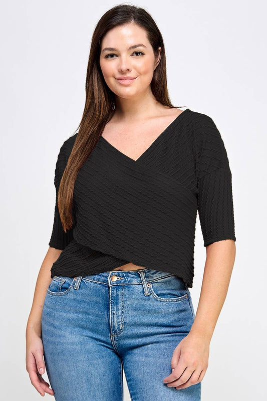 Plus Size Surplice Dolman Sweater Knit Top – Nadia Top