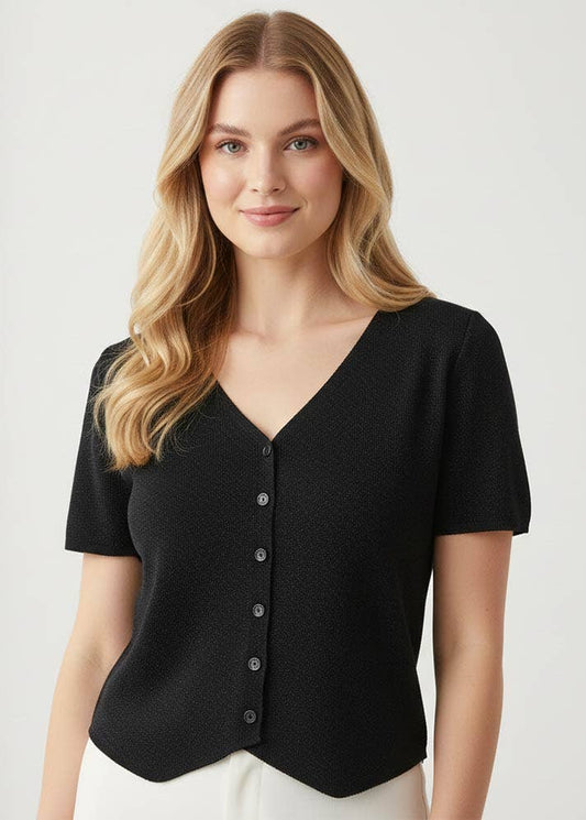 women wearing black button up cardigan