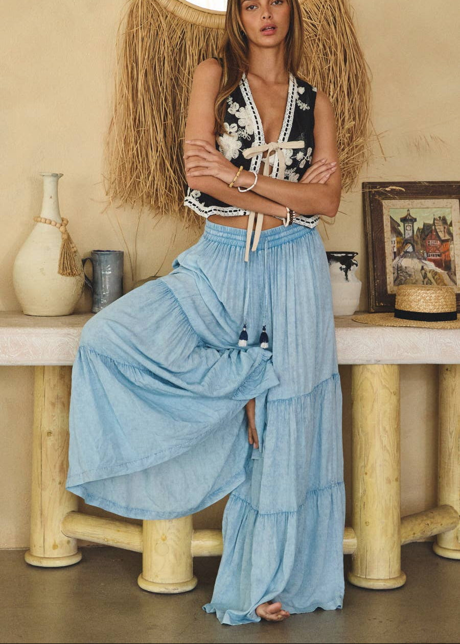 women wearing boho rayon pants