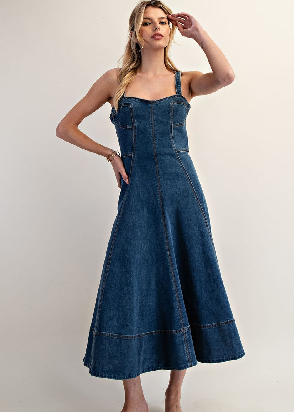 women wearing denim dress