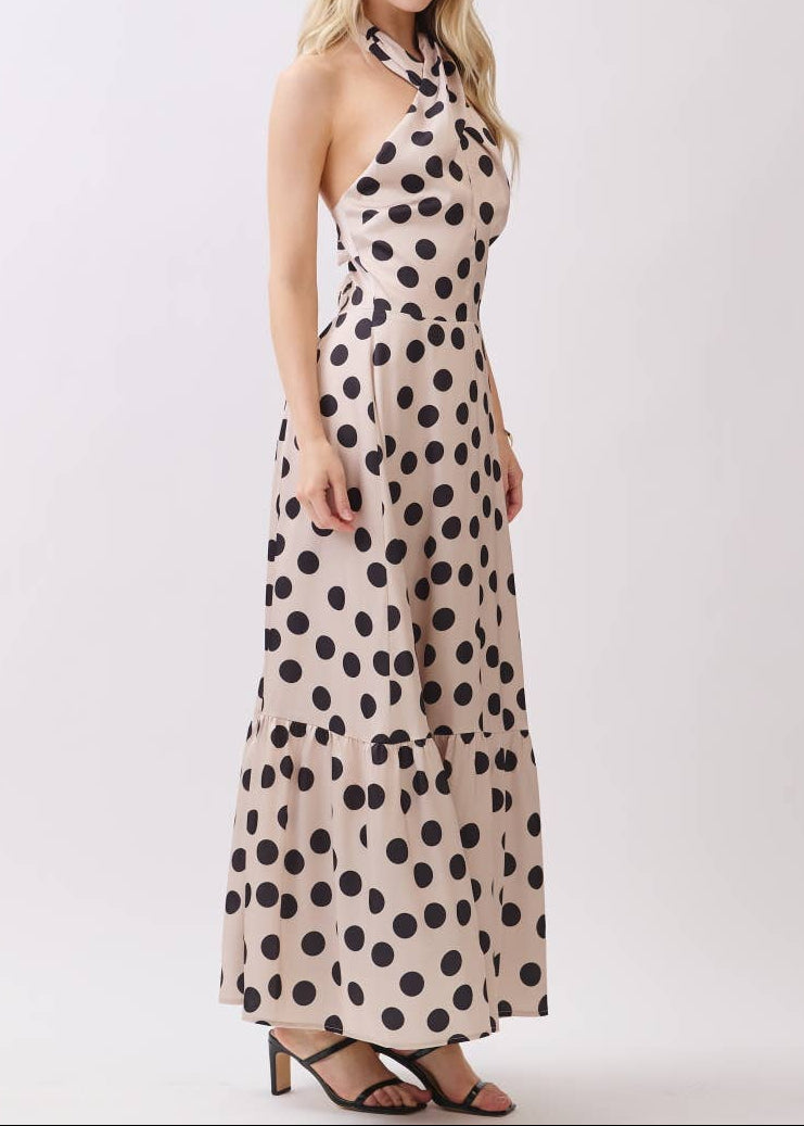close up of side of polka dot dress