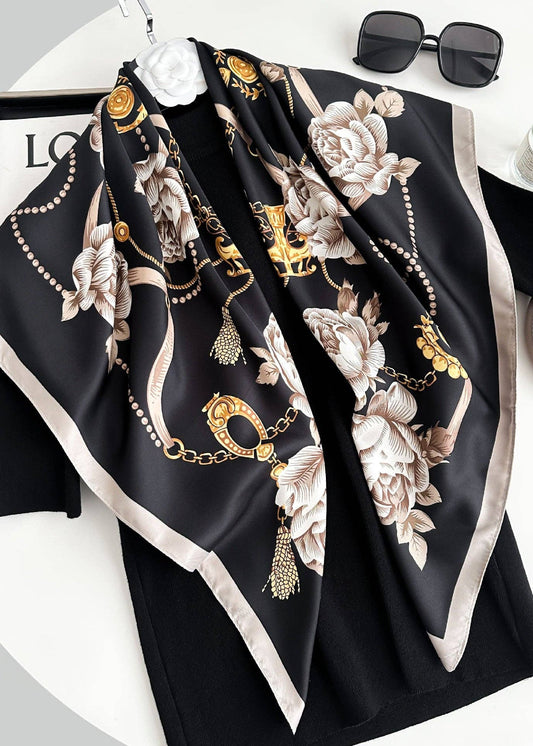picture of silky scarf square shape with classic chain design