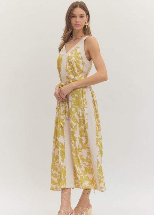 women wearing floral vneck midi dress