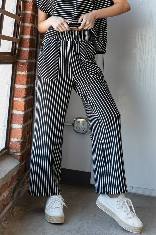 Sydney Stripe Texture Knit Patch Pocket Pants