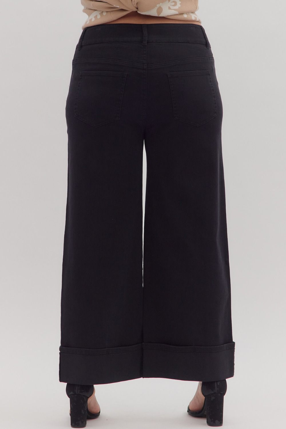Wide-Leg Cuffed Denim Pants – Bella (Plus Size)