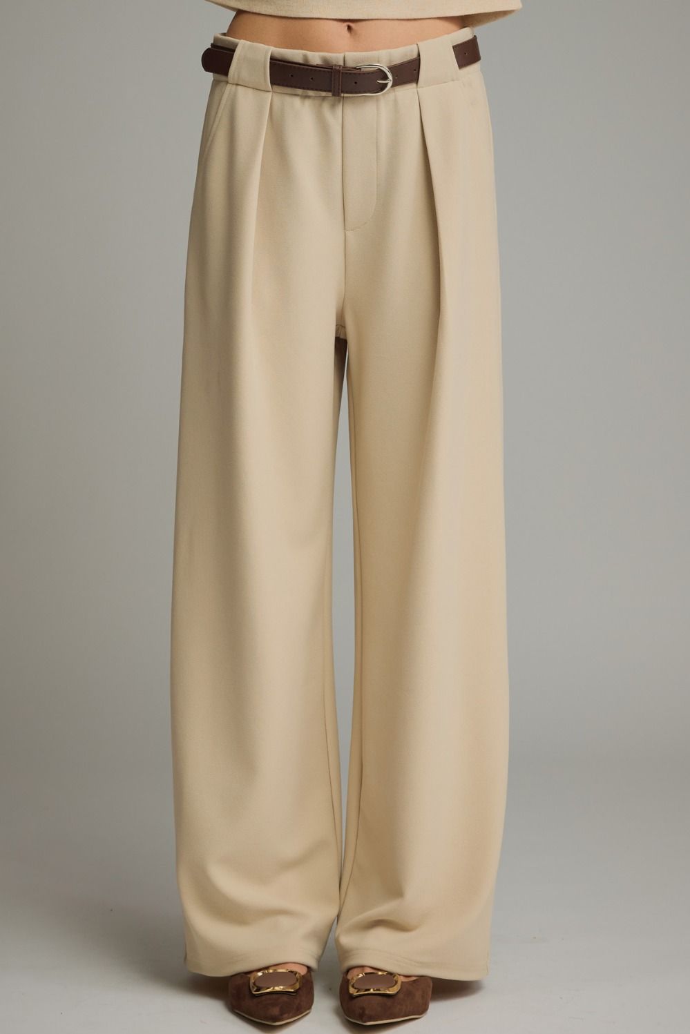 Pleated Wide Leg Tailored Pants