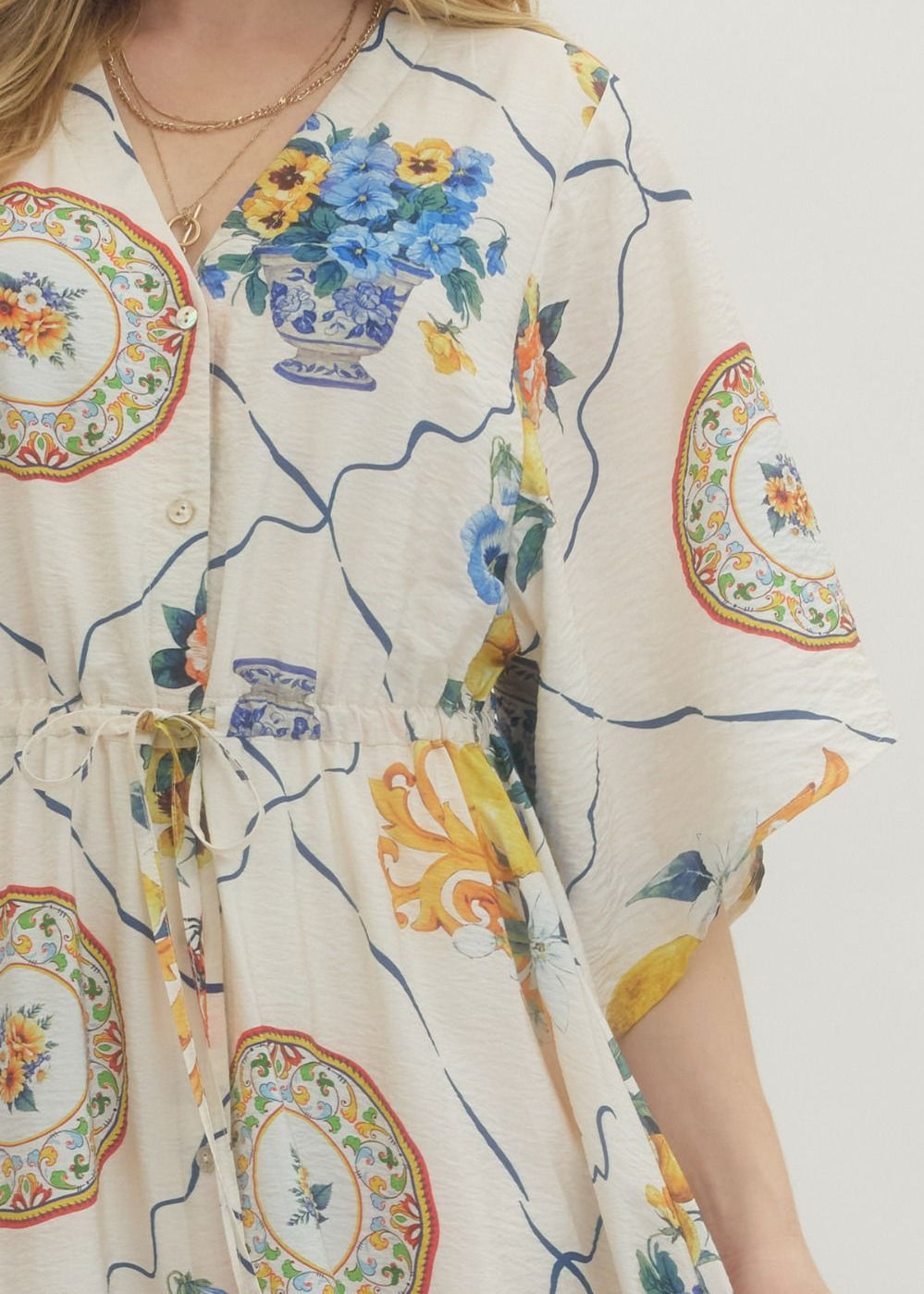 Print Short Sleeved Maxi Dress