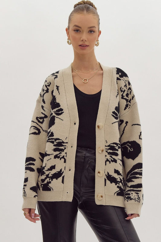 Abstract Floral Knit Cardigan – The Rowan