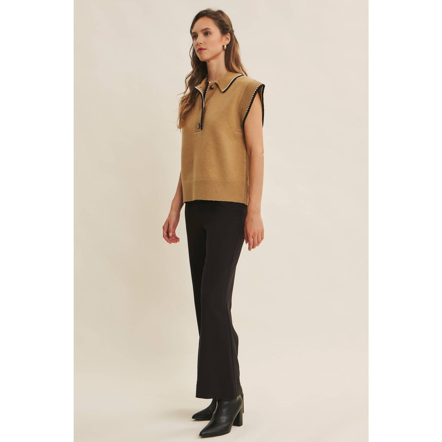 Sleeveless Collared Sweater Vest – Harper
