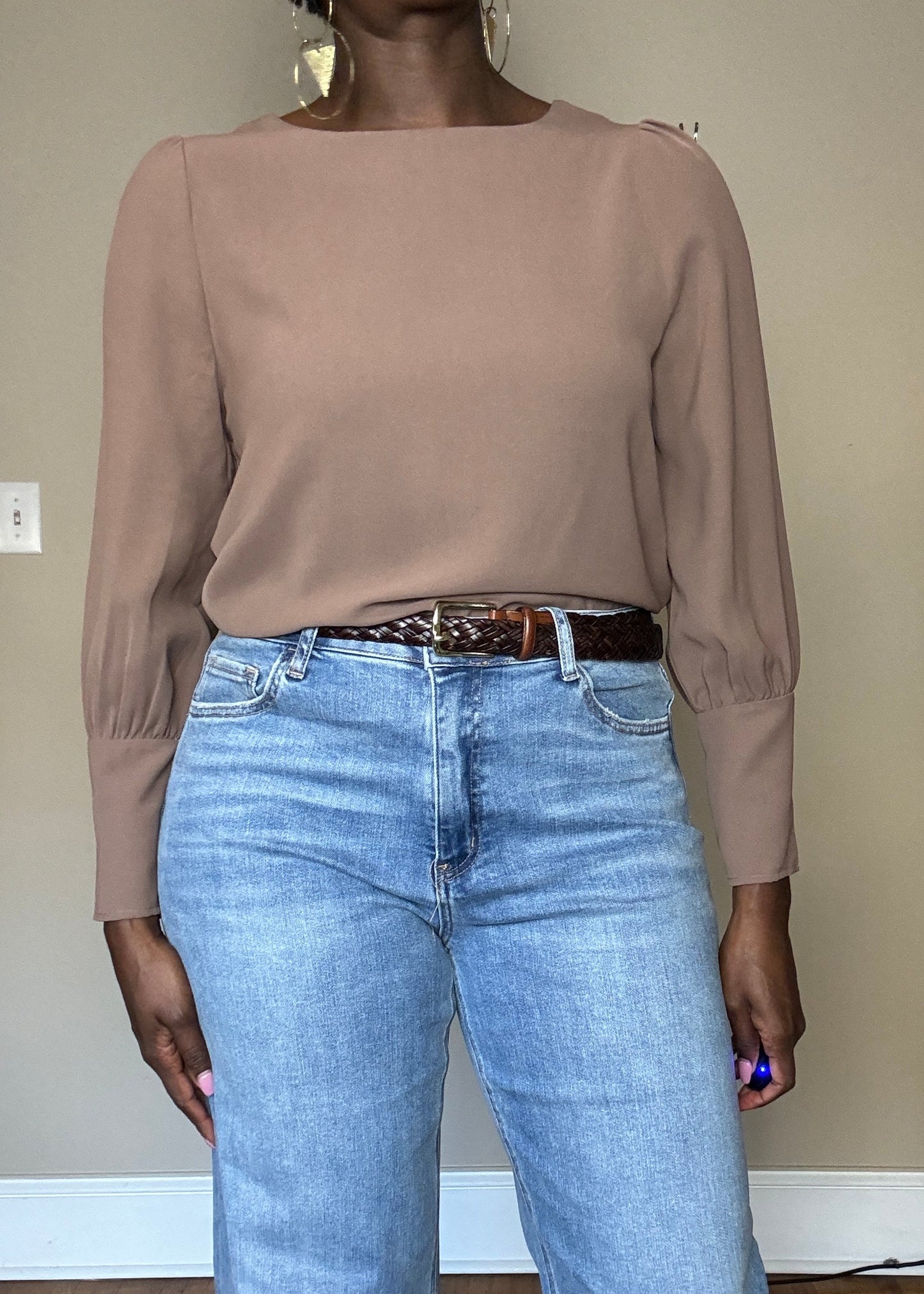 Back Button Balloon-Sleeve Blouse — The Reverso Blouse