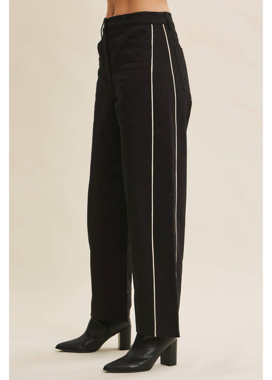 Contrast Piped Barrel-Leg Pants – Talia | Modern Women’s Work Pants | Eclecting Boutique