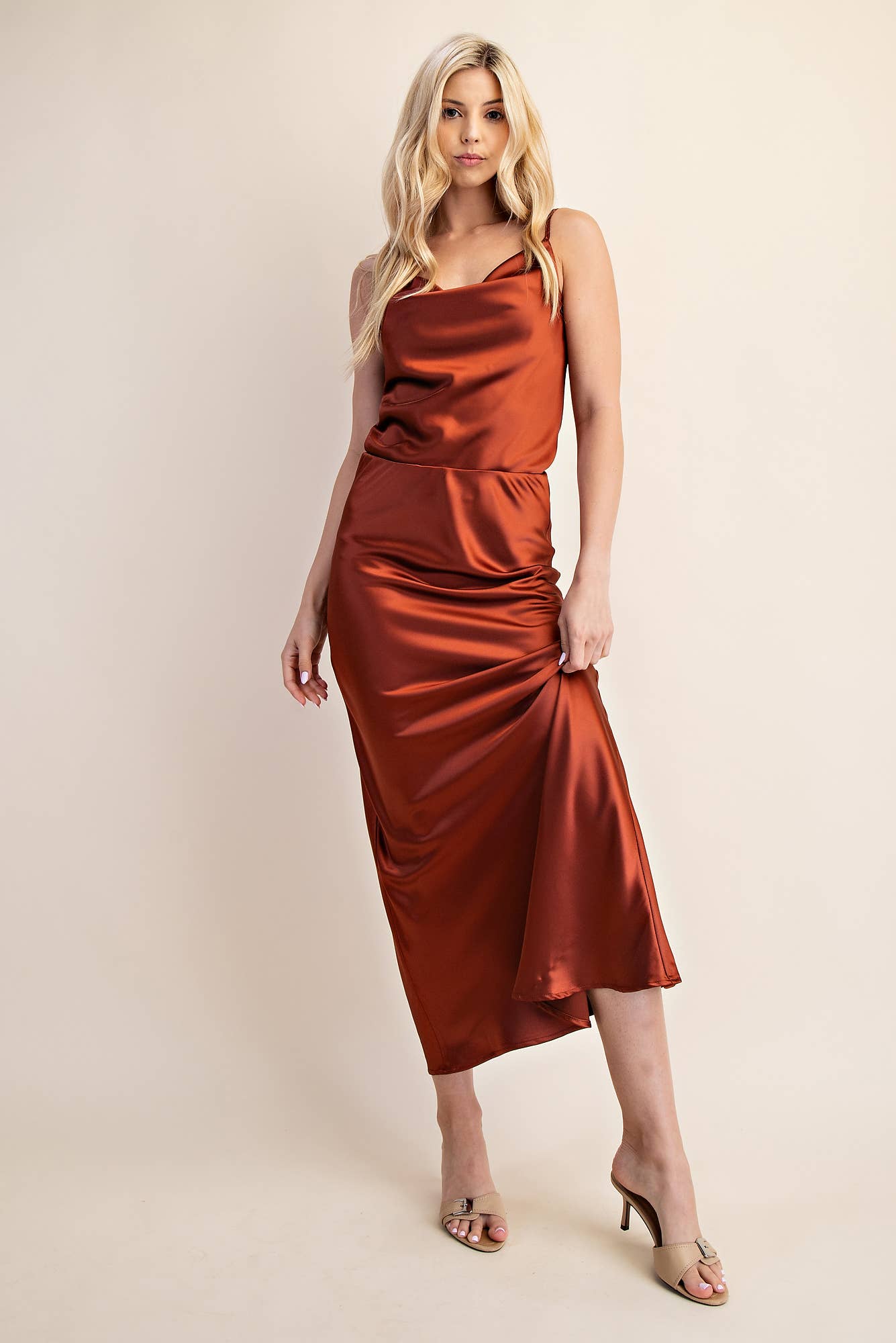 Dina Satin Bias-Cut Skirt