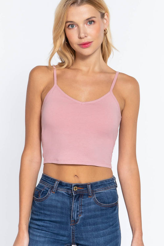 FITTED REMOVABLE BRA CUP CROP CAMI