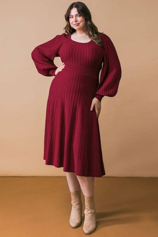 PLUS - A solid sweater knit midi dress